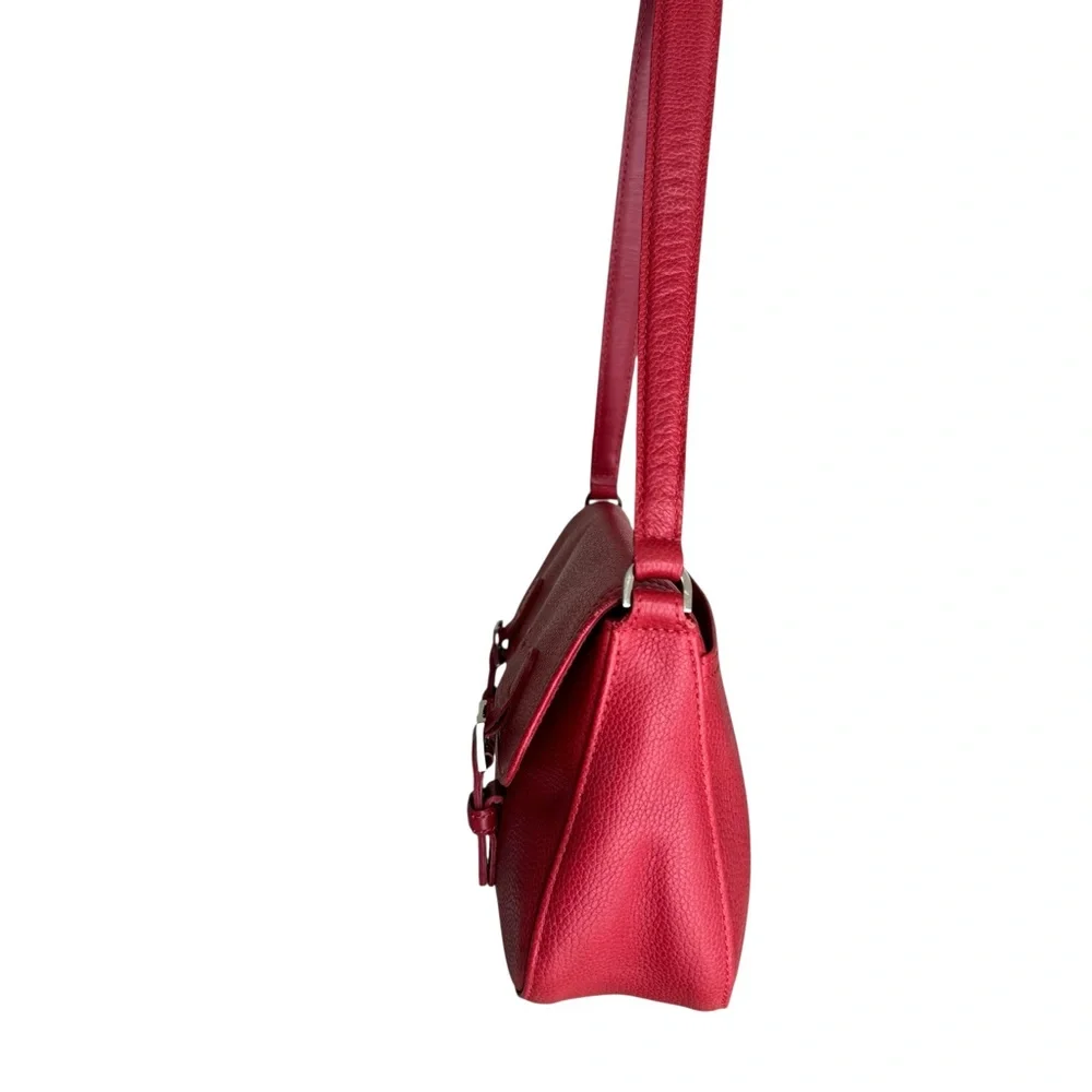 Longchamp Red Leather Flap Shoulder Bag Handbag